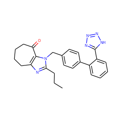 CCCc1nc2c(n1Cc1ccc(-c3ccccc3-c3nnn[nH]3)cc1)C(=O)CCCC2 ZINC000003786304