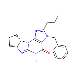 CCCc1nc2c(n1Cc1ccccc1)C(=O)N(C)C1=N[C@@H]3CCC[C@@H]3N12 ZINC000013763669