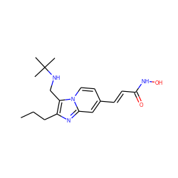 CCCc1nc2cc(/C=C/C(=O)NO)ccn2c1CNC(C)(C)C ZINC000144859945