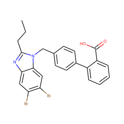 CCCc1nc2cc(Br)c(Br)cc2n1Cc1ccc(-c2ccccc2C(=O)O)cc1 ZINC000058582900