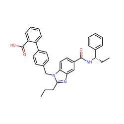 CCCc1nc2cc(C(=O)N[C@@H](CC)c3ccccc3)ccc2n1Cc1ccc(-c2ccccc2C(=O)O)cc1 ZINC000103263748