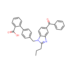 CCCc1nc2cc(C(=O)c3ccccc3)ccc2n1Cc1ccc(-c2ccccc2C(=O)O)cc1 ZINC000058569432