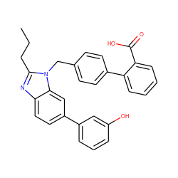 CCCc1nc2ccc(-c3cccc(O)c3)cc2n1Cc1ccc(-c2ccccc2C(=O)O)cc1 ZINC001772606655