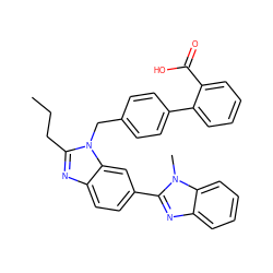 CCCc1nc2ccc(-c3nc4ccccc4n3C)cc2n1Cc1ccc(-c2ccccc2C(=O)O)cc1 ZINC000001533316