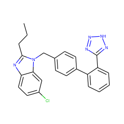 CCCc1nc2ccc(Cl)cc2n1Cc1ccc(-c2ccccc2-c2nn[nH]n2)cc1 ZINC000653899245