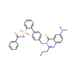 CCCc1nc2ccc(N(C)C)cc2c(=O)n1Cc1ccc(-c2ccccc2S(=O)(=O)NC(=O)c2ccccc2)cc1 ZINC000027871186