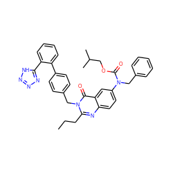 CCCc1nc2ccc(N(Cc3ccccc3)C(=O)OCC(C)C)cc2c(=O)n1Cc1ccc(-c2ccccc2-c2nnn[nH]2)cc1 ZINC000026943929