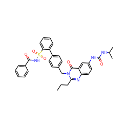 CCCc1nc2ccc(NC(=O)NC(C)C)cc2c(=O)n1Cc1ccc(-c2ccccc2S(=O)(=O)NC(=O)c2ccccc2)cc1 ZINC000028088817