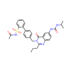 CCCc1nc2ccc(NC(=O)NC(C)C)cc2c(=O)n1Cc1ccc(-c2ccccc2S(=O)(=O)NC(C)=O)cc1 ZINC000028018736