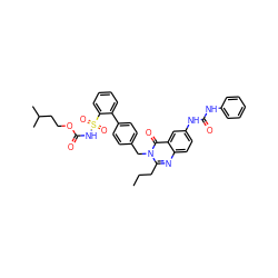 CCCc1nc2ccc(NC(=O)Nc3ccccc3)cc2c(=O)n1Cc1ccc(-c2ccccc2S(=O)(=O)NC(=O)OCCC(C)C)cc1 ZINC000027989104