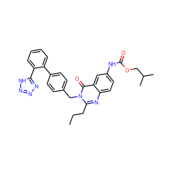 CCCc1nc2ccc(NC(=O)OCC(C)C)cc2c(=O)n1Cc1ccc(-c2ccccc2-c2nnn[nH]2)cc1 ZINC000026943294