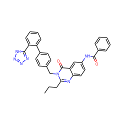 CCCc1nc2ccc(NC(=O)c3ccccc3)cc2c(=O)n1Cc1ccc(-c2ccccc2-c2nnn[nH]2)cc1 ZINC000028018192