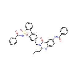 CCCc1nc2ccc(NC(=O)c3ccccc3)cc2c(=O)n1Cc1ccc(-c2ccccc2S(=O)(=O)NC(=O)c2ccccc2)cc1 ZINC000027989166