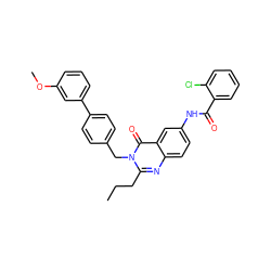 CCCc1nc2ccc(NC(=O)c3ccccc3Cl)cc2c(=O)n1Cc1ccc(-c2cccc(OC)c2)cc1 ZINC000084758043