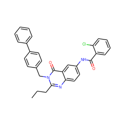 CCCc1nc2ccc(NC(=O)c3ccccc3Cl)cc2c(=O)n1Cc1ccc(-c2ccccc2)cc1 ZINC000006510944