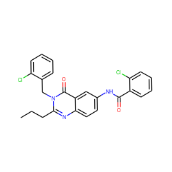 CCCc1nc2ccc(NC(=O)c3ccccc3Cl)cc2c(=O)n1Cc1ccccc1Cl ZINC000006511000