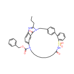 CCCc1nc2ccc3cc2c(=O)n1Cc1ccc(cc1)-c1ccccc1S(=O)(=O)NC(=O)CCCCCCCN3C(=O)OCc1ccccc1 ZINC000003843020