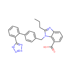 CCCc1nc2cccc(C(=O)O)c2n1Cc1ccc(-c2ccccc2-c2nnn[nH]2)cc1 ZINC000000586651