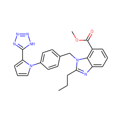 CCCc1nc2cccc(C(=O)OC)c2n1Cc1ccc(-n2cccc2-c2nnn[nH]2)cc1 ZINC000028885295