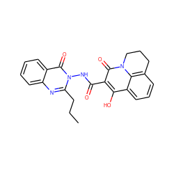 CCCc1nc2ccccc2c(=O)n1NC(=O)c1c(O)c2cccc3c2n(c1=O)CCC3 ZINC000100613838