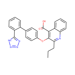 CCCc1nc2ccccc2c(C(=O)O)c1Oc1ccc(-c2ccccc2-c2nnn[nH]2)cc1 ZINC000000833546