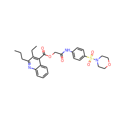 CCCc1nc2ccccc2c(C(=O)OCC(=O)Nc2ccc(S(=O)(=O)N3CCOCC3)cc2)c1CC ZINC000008685762