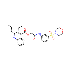 CCCc1nc2ccccc2c(C(=O)OCC(=O)Nc2cccc(S(=O)(=O)N3CCOCC3)c2)c1CC ZINC000008665942