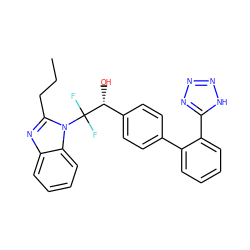 CCCc1nc2ccccc2n1C(F)(F)[C@H](O)c1ccc(-c2ccccc2-c2nnn[nH]2)cc1 ZINC000066098859