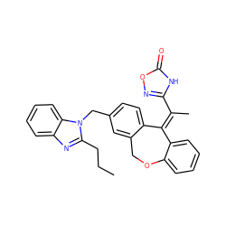 CCCc1nc2ccccc2n1Cc1ccc2c(c1)COc1ccccc1/C2=C(\C)c1noc(=O)[nH]1 ZINC000117526682