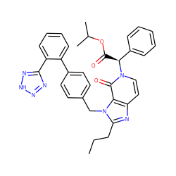 CCCc1nc2ccn([C@@H](C(=O)OC(C)C)c3ccccc3)c(=O)c2n1Cc1ccc(-c2ccccc2-c2nn[nH]n2)cc1 ZINC000026579751