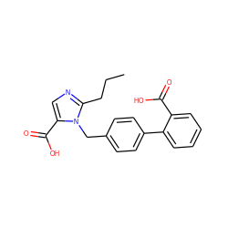 CCCc1ncc(C(=O)O)n1Cc1ccc(-c2ccccc2C(=O)O)cc1 ZINC000013745617