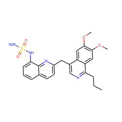 CCCc1ncc(Cc2ccc3cccc(NS(N)(=O)=O)c3n2)c2cc(OC)c(OC)cc12 ZINC000205661859