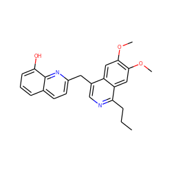 CCCc1ncc(Cc2ccc3cccc(O)c3n2)c2cc(OC)c(OC)cc12 ZINC000145111323