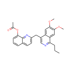 CCCc1ncc(Cc2ccc3cccc(OC(C)=O)c3n2)c2cc(OC)c(OC)cc12 ZINC000145115371