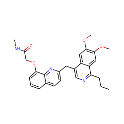 CCCc1ncc(Cc2ccc3cccc(OCC(=O)NC)c3n2)c2cc(OC)c(OC)cc12 ZINC000148680215