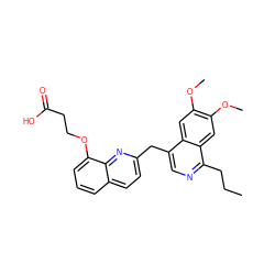 CCCc1ncc(Cc2ccc3cccc(OCCC(=O)O)c3n2)c2cc(OC)c(OC)cc12 ZINC000145105890