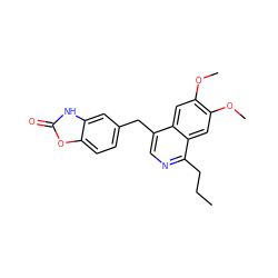 CCCc1ncc(Cc2ccc3oc(=O)[nH]c3c2)c2cc(OC)c(OC)cc12 ZINC000148678703