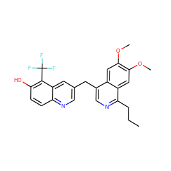 CCCc1ncc(Cc2cnc3ccc(O)c(C(F)(F)F)c3c2)c2cc(OC)c(OC)cc12 ZINC001772617831