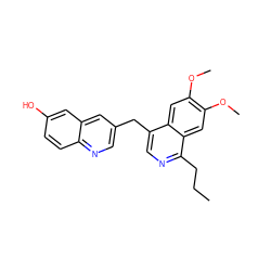 CCCc1ncc(Cc2cnc3ccc(O)cc3c2)c2cc(OC)c(OC)cc12 ZINC000145089619