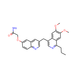 CCCc1ncc(Cc2cnc3ccc(OCC(N)=O)cc3c2)c2cc(OC)c(OC)cc12 ZINC000145119330