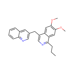 CCCc1ncc(Cc2cnc3ccccc3c2)c2cc(OC)c(OC)cc12 ZINC000145159783