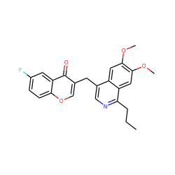 CCCc1ncc(Cc2coc3ccc(F)cc3c2=O)c2cc(OC)c(OC)cc12 ZINC000145059345