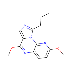 CCCc1ncc2c(OC)nc3ccc(OC)nc3n12 ZINC000049785143