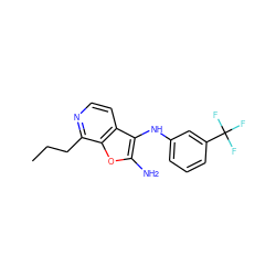 CCCc1nccc2c(Nc3cccc(C(F)(F)F)c3)c(N)oc12 ZINC000222993702