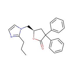 CCCc1nccn1C[C@H]1CC(c2ccccc2)(c2ccccc2)C(=O)O1 ZINC000003797202