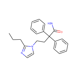 CCCc1nccn1CCC(C(N)=O)(c1ccccc1)c1ccccc1 ZINC000029484335