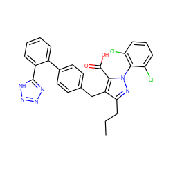 CCCc1nn(-c2c(Cl)cccc2Cl)c(C(=O)O)c1Cc1ccc(-c2ccccc2-c2nnn[nH]2)cc1 ZINC000001483473