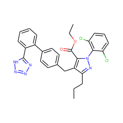 CCCc1nn(-c2c(Cl)cccc2Cl)c(C(=O)OCC)c1Cc1ccc(-c2ccccc2-c2nnn[nH]2)cc1 ZINC000027182325