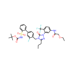 CCCc1nn(-c2cc(NC(=O)COCC)ccc2C(F)(F)F)c(=O)n1Cc1ccc(-c2ccccc2S(=O)(=O)NC(=O)OC(C)(C)C)cc1F ZINC000027206883