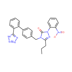 CCCc1nn(-c2ccccc2[N+](=O)[O-])c(=O)n1Cc1ccc(-c2ccccc2-c2nnn[nH]2)cc1 ZINC000013832660